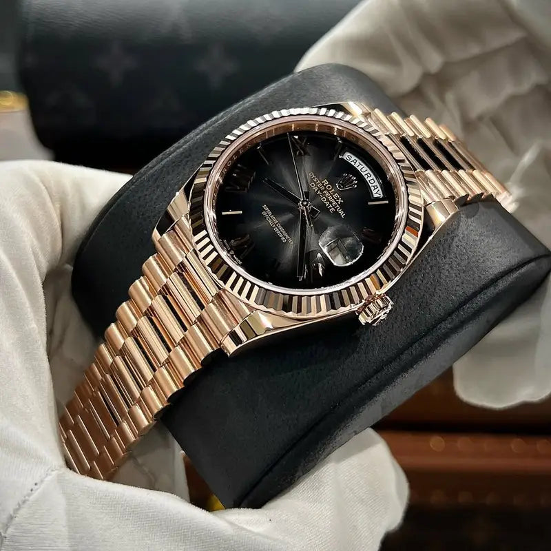 Rx Day date rose gold black