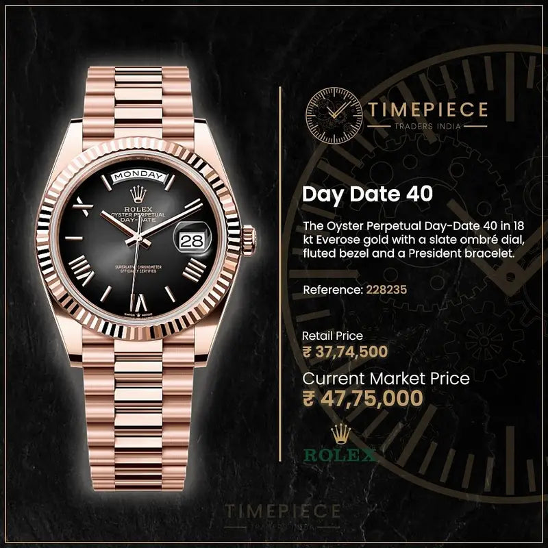 Rx Day date rose gold black